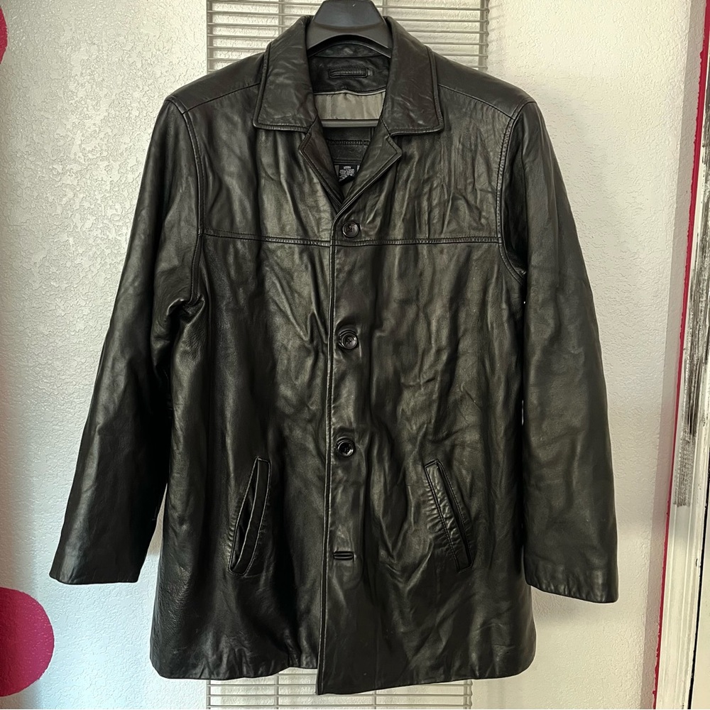 Vintage Knightsbridge Leather Button Front Jacket Coat